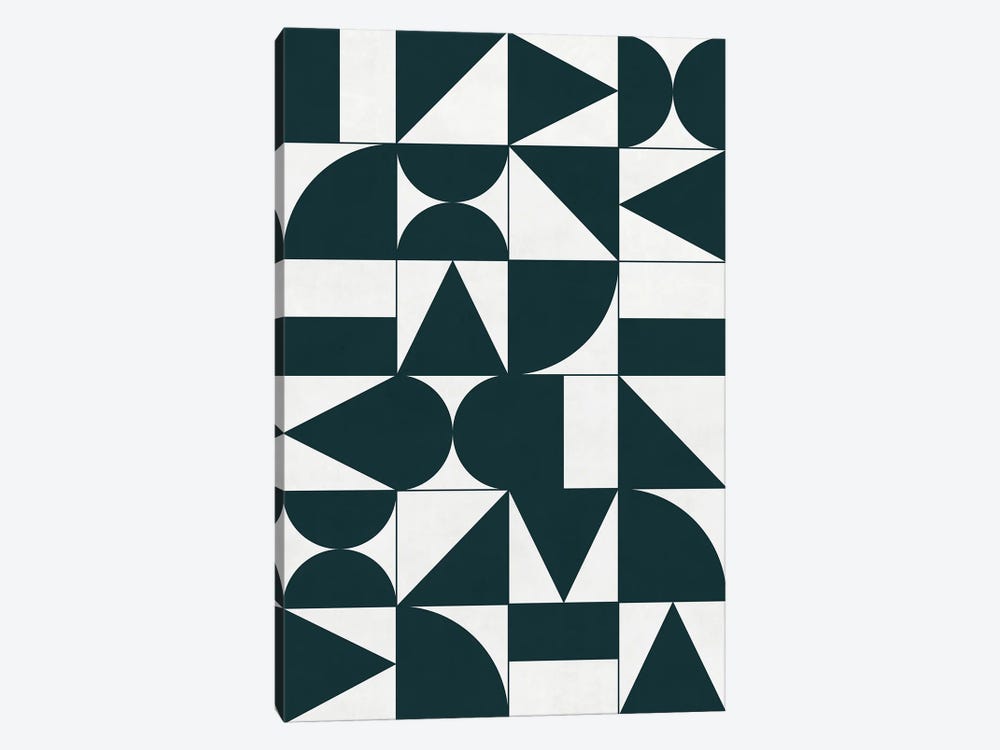 My Favorite Geometric Patterns No.17 - Green Tinted Navy Blue by Zoltan Ratko 1-piece Canvas Wall Art