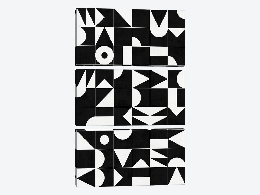 My Favorite Geometric Patterns No.18 - Black by Zoltan Ratko 3-piece Canvas Print