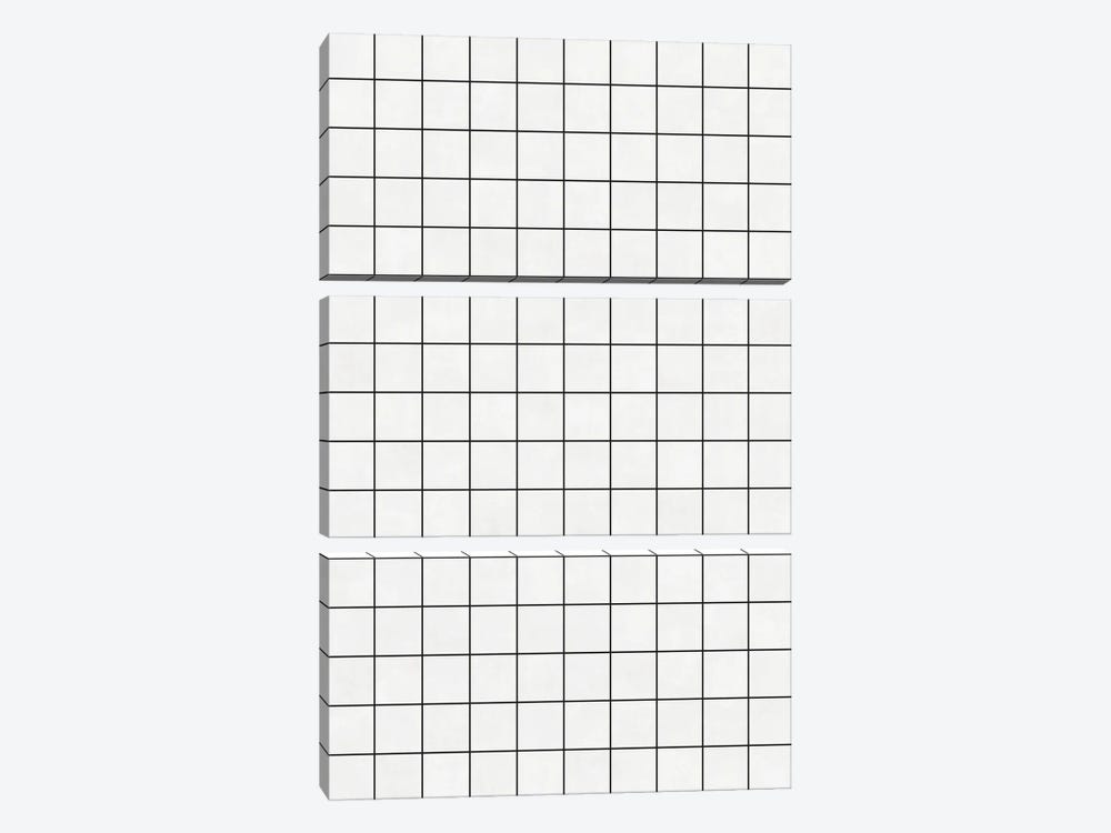 Small Grid Pattern - White by Zoltan Ratko 3-piece Canvas Artwork