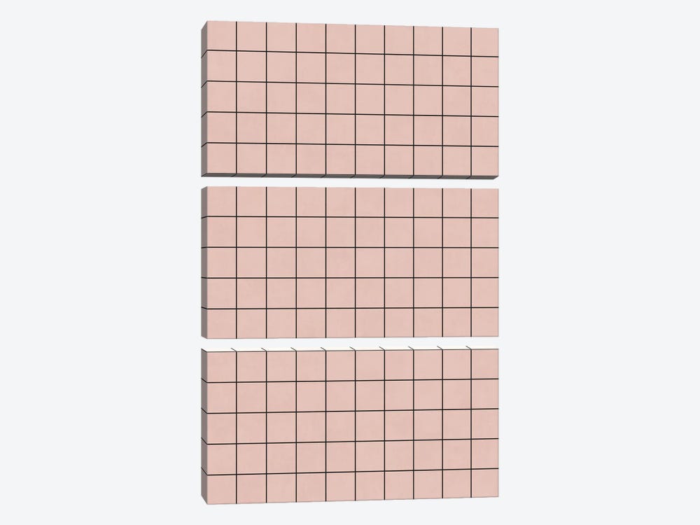 Small Grid Pattern - Pale Pink by Zoltan Ratko 3-piece Art Print