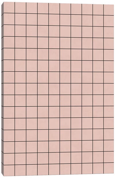 Small Grid Pattern - Pale Pink Canvas Art Print - Zoltan Ratko