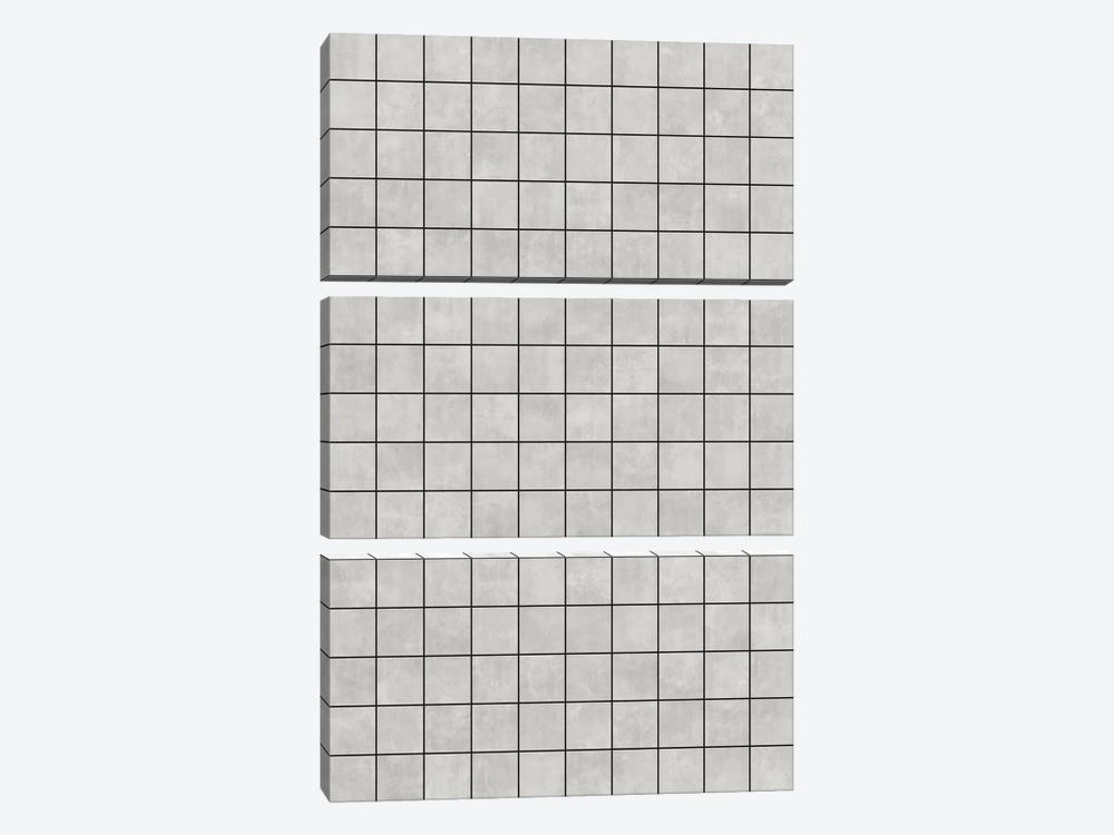 Small Grid Pattern - Grey by Zoltan Ratko 3-piece Canvas Wall Art