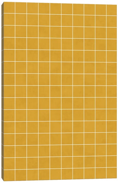 Small Grid Pattern - Mustard Yellow Canvas Art Print - Zoltan Ratko