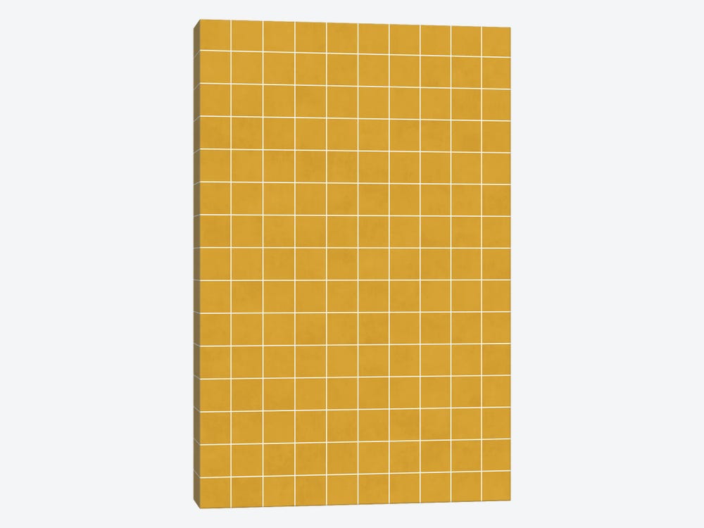 Small Grid Pattern - Mustard Yellow by Zoltan Ratko 1-piece Art Print