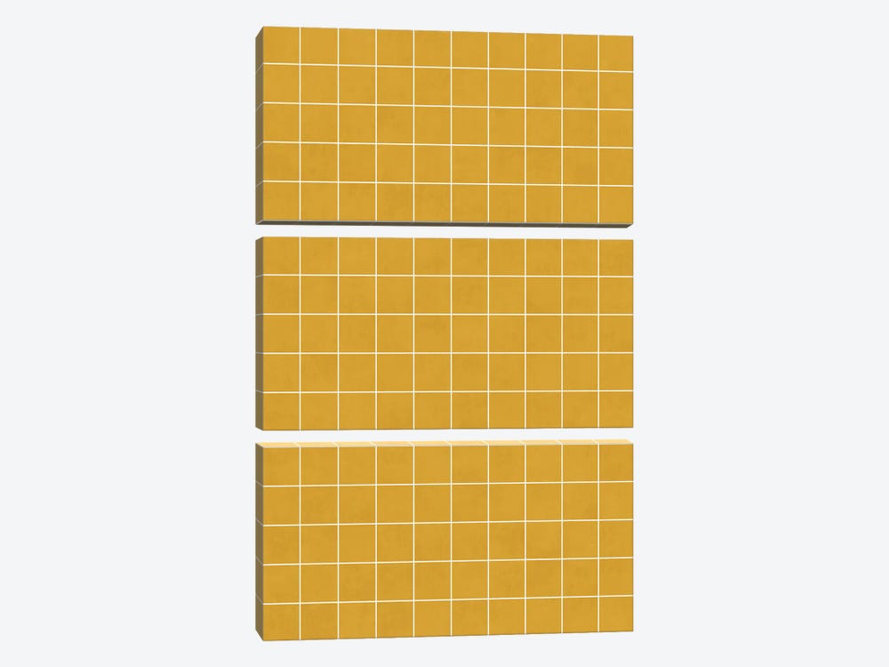 Small Grid Pattern - Mustard Yellow by Zoltan Ratko 3-piece Art Print