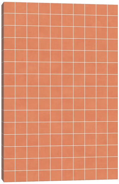 Small Grid Pattern - Coral Canvas Art Print - Zoltan Ratko