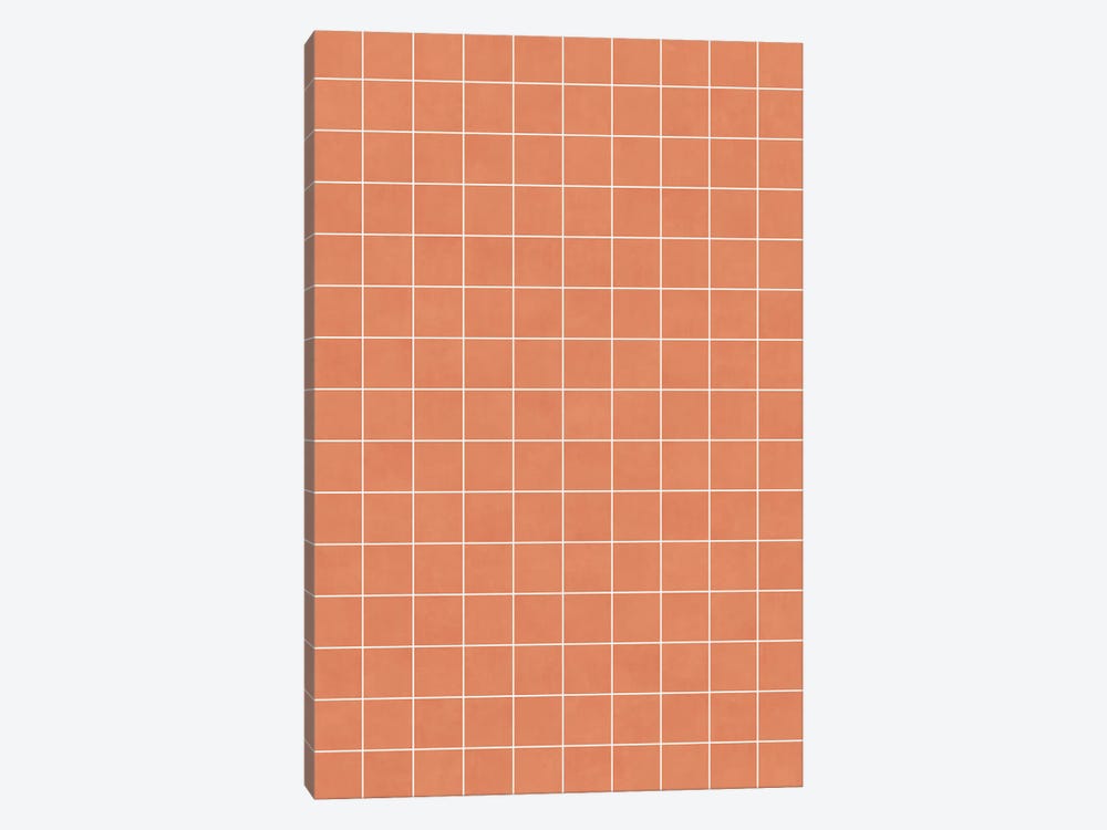 Small Grid Pattern - Coral by Zoltan Ratko 1-piece Canvas Wall Art