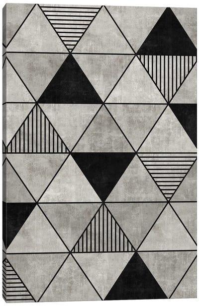 Concrete Triangles 2 Canvas Art Print - Black & White Patterns