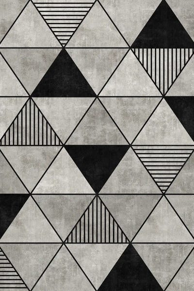 Black & White Patterns: Concrete Triangles 2 by Zoltan Ratko