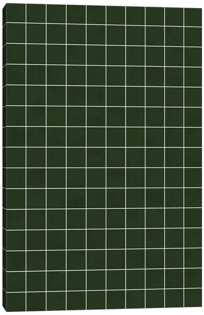 Small Grid Pattern - Deep Green Canvas Art Print - Zoltan Ratko