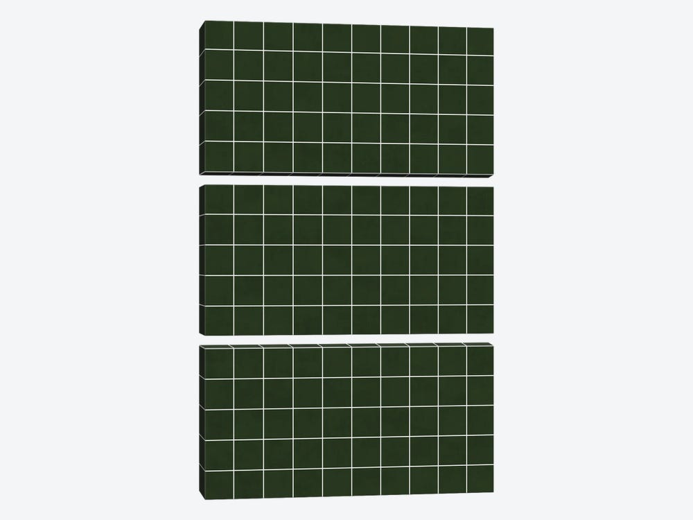 Small Grid Pattern - Deep Green by Zoltan Ratko 3-piece Canvas Wall Art