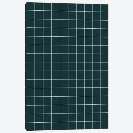 Small Grid Pattern - Green Tinted Navy Blue Canvas Print #ZRA122} by Zoltan Ratko Canvas Artwork
