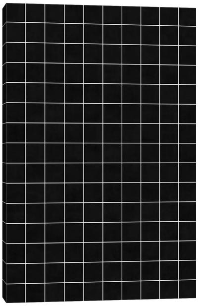 Small Grid Pattern - Black Canvas Art Print - Zoltan Ratko