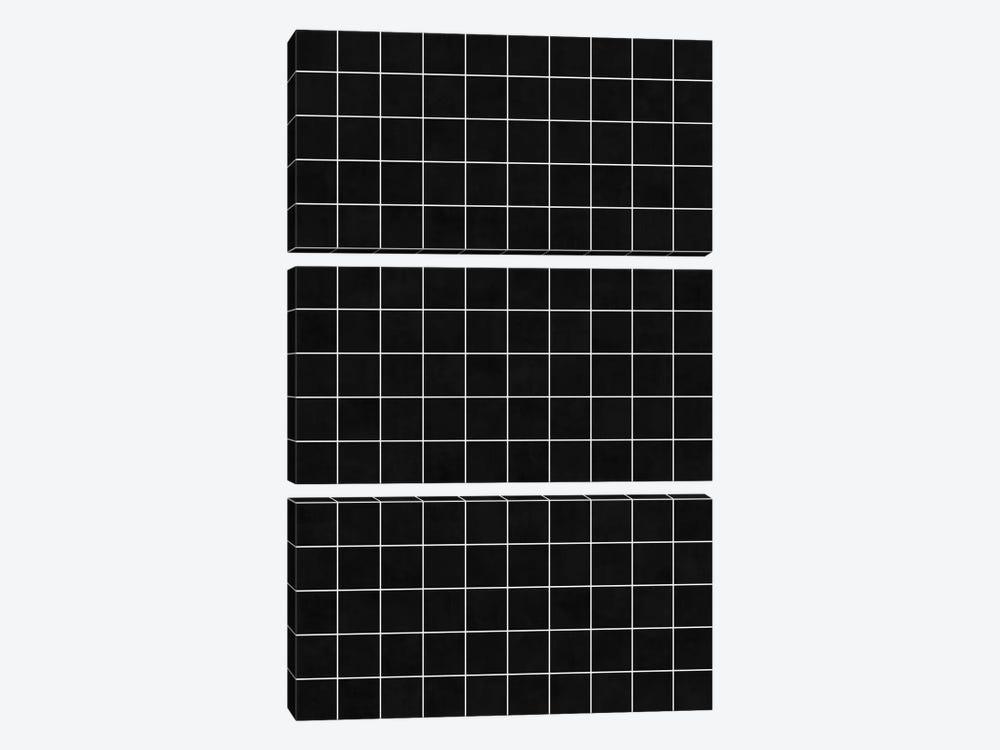 Small Grid Pattern - Black by Zoltan Ratko 3-piece Canvas Art Print