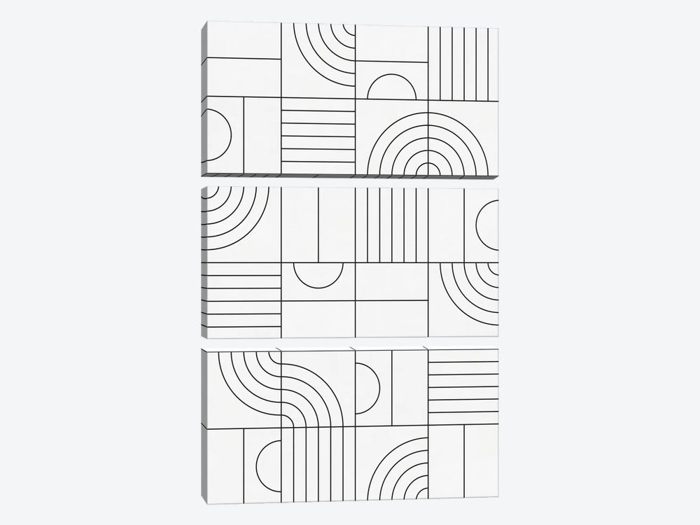 My Favorite Geometric Patterns No.19 - White by Zoltan Ratko 3-piece Canvas Art