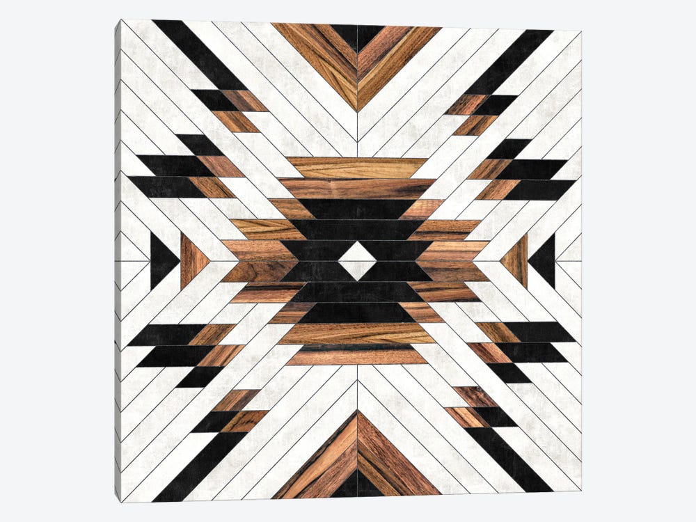 Urban Tribal Pattern No.5 - Aztec - Concrete And Wood by Zoltan Ratko 1-piece Canvas Art Print