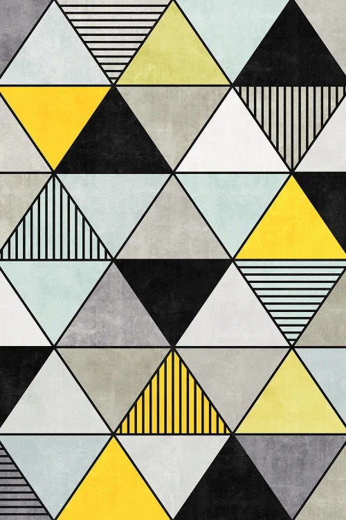 Colorful Concrete Triangles 2 - Yellow, Blue, Grey