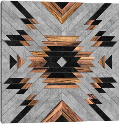 Urban Tribal Pattern No.6 - Aztec - Concrete And Wood Canvas Art Print - Zoltan Ratko