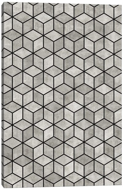 Concrete Cubes Canvas Art Print - Black & White Patterns