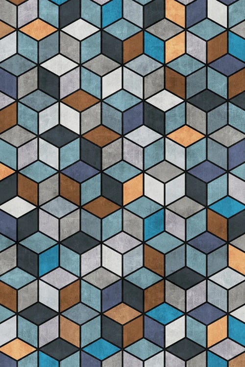 Colorful Concrete Cubes - Blue, Grey, Brown