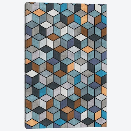 Colorful Concrete Cubes - Blue, Grey, Brown Canvas Print #ZRA14} by Zoltan Ratko Canvas Art Print