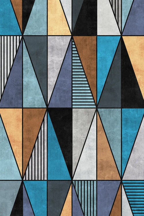 Colorful Concrete Triangles - Blue, Grey, Brown