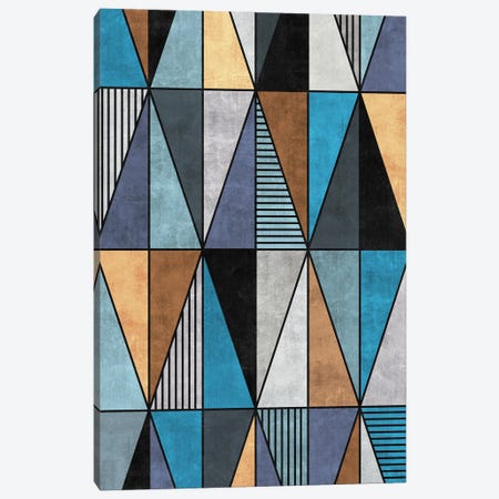 Colorful Concrete Triangles - Blue, Grey, Brown Canvas Print #ZRA16} by Zoltan Ratko Canvas Print