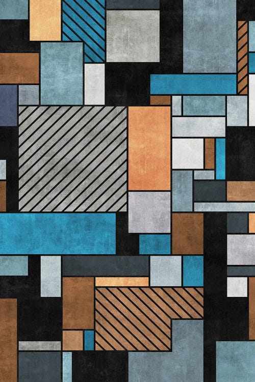 Random Concrete Pattern - Blue, Grey, Brown