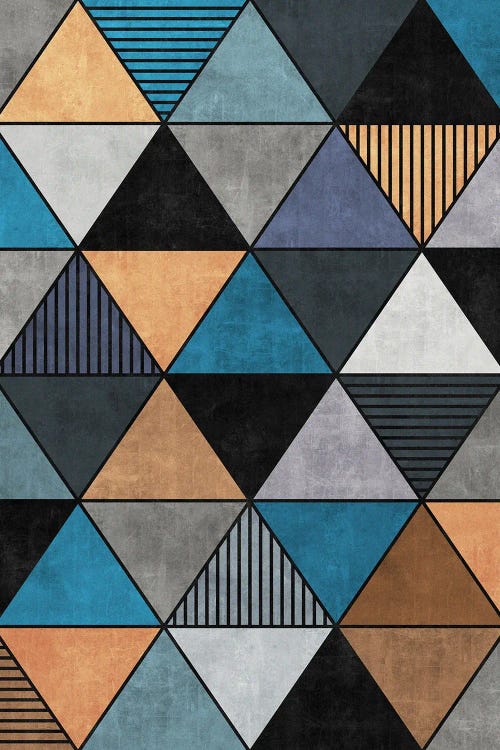 Colorful Concrete Triangles 2 - Blue, Grey, Brown