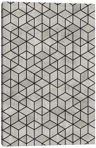 Random Concrete Cubes Canvas Art Print - Black & White Patterns
