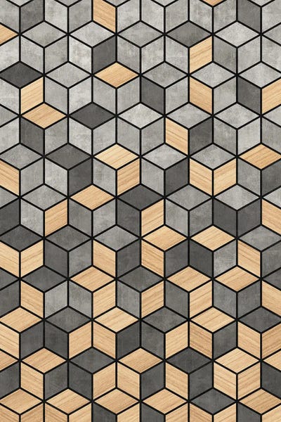 Concrete and Wood Cubes by Zoltan Ratko framed wall art