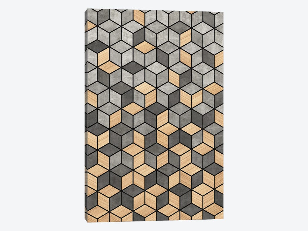 Concrete and Wood Cubes by Zoltan Ratko 1-piece Canvas Print