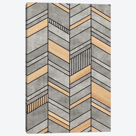 Abstract Chevron Pattern - Concrete and Wood Canvas Print #ZRA21} by Zoltan Ratko Canvas Art Print