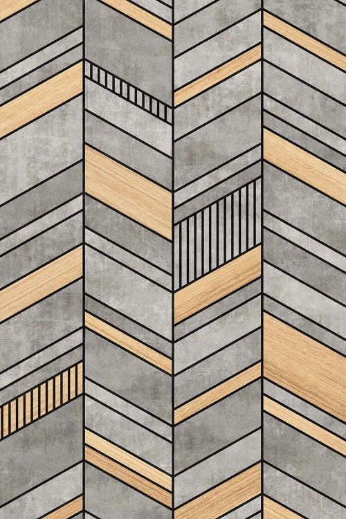 Abstract Chevron Pattern - Concrete and Wood