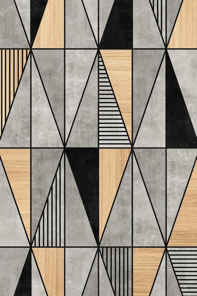 Concrete and Wood Triangles by Zoltan Ratko framed wall art