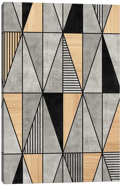 Concrete and Wood Triangles Canvas Art Print - Zoltan Ratko