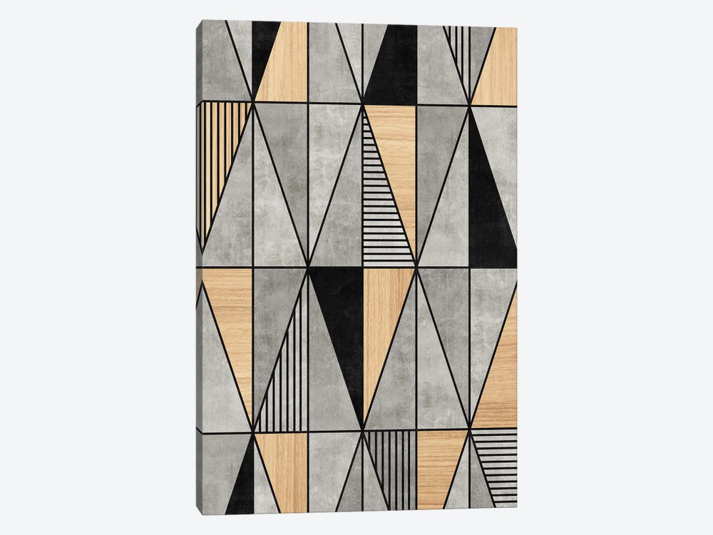 Concrete and Wood Triangles by Zoltan Ratko 1-piece Canvas Art Print