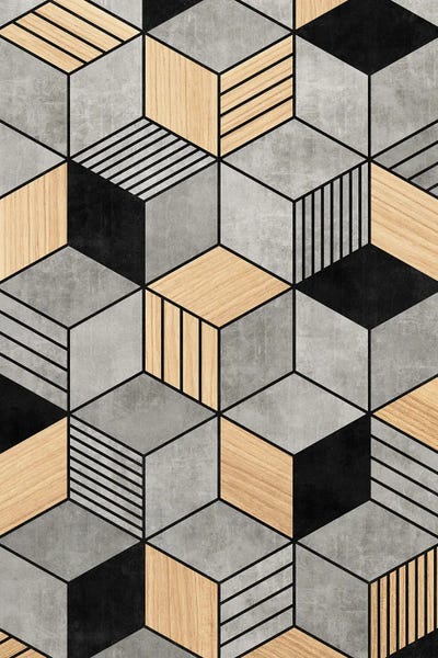 Concrete and Wood Cubes 2 by Zoltan Ratko canvas print