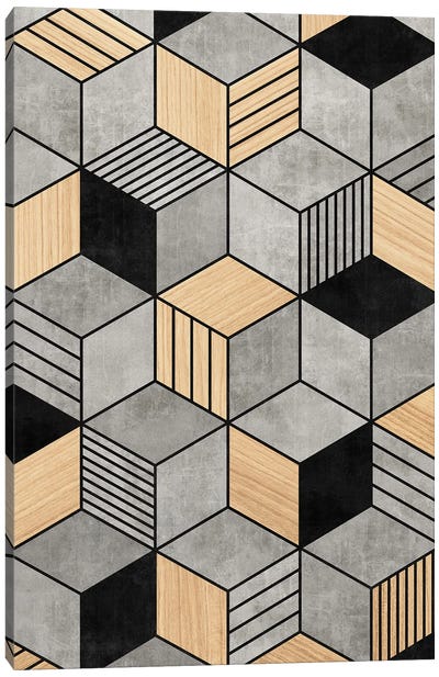 Concrete and Wood Cubes 2 Canvas Art Print - Zoltan Ratko