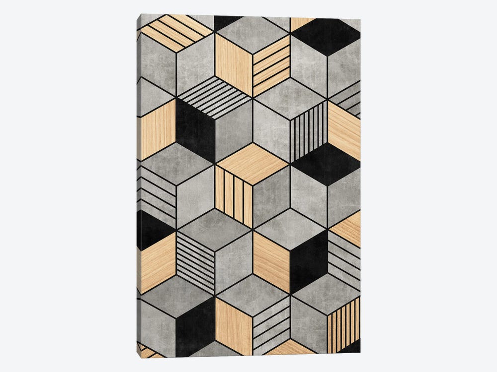 Concrete and Wood Cubes 2 by Zoltan Ratko 1-piece Canvas Artwork