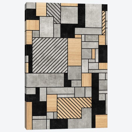 Random Pattern - Concrete and Wood Canvas Print #ZRA24} by Zoltan Ratko Canvas Art