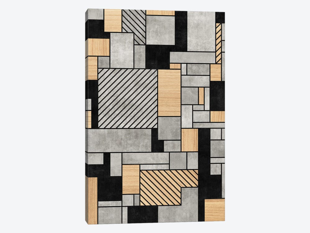 Random Pattern - Concrete and Wood by Zoltan Ratko 1-piece Canvas Art Print