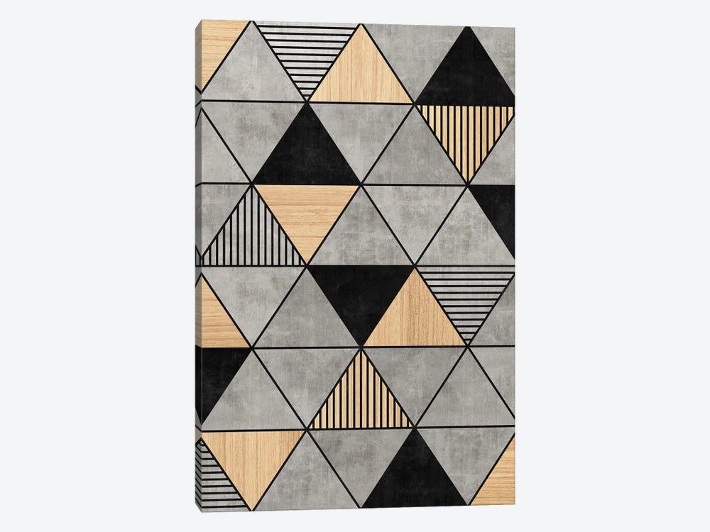 Concrete and Wood Triangles 2 by Zoltan Ratko 1-piece Canvas Wall Art
