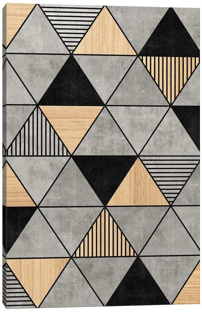 Concrete and Wood Triangles 2 Canvas Art Print - Zoltan Ratko