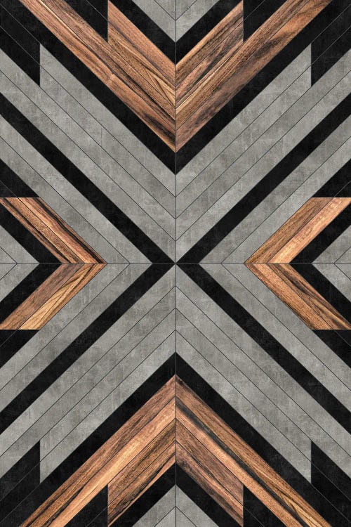 Urban Tribal Pattern No.2 - Concrete and Wood by Zoltan Ratko wall art