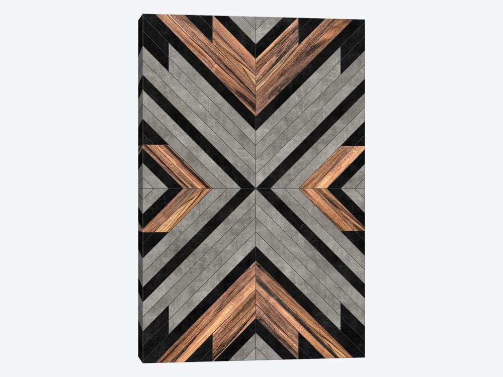 Urban Tribal Pattern No.2 - Concrete and Wood by Zoltan Ratko 1-piece Canvas Art