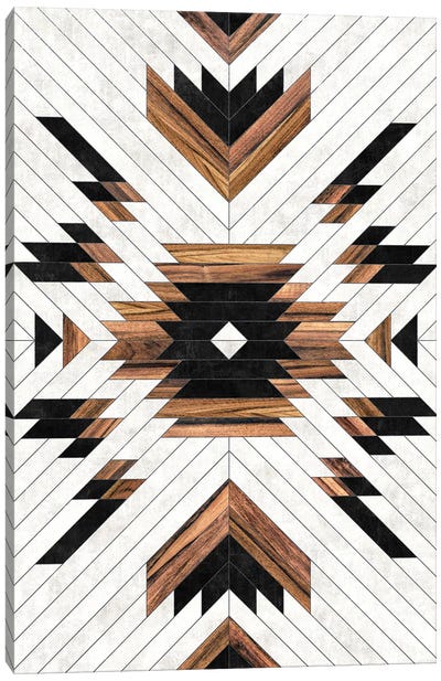 Urban Tribal Pattern No.5 - Aztec - Concrete and Wood Canvas Art Print