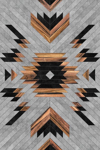 Urban Tribal Pattern No.6 - Aztec - Concrete and Wood by Zoltan Ratko framed wall art