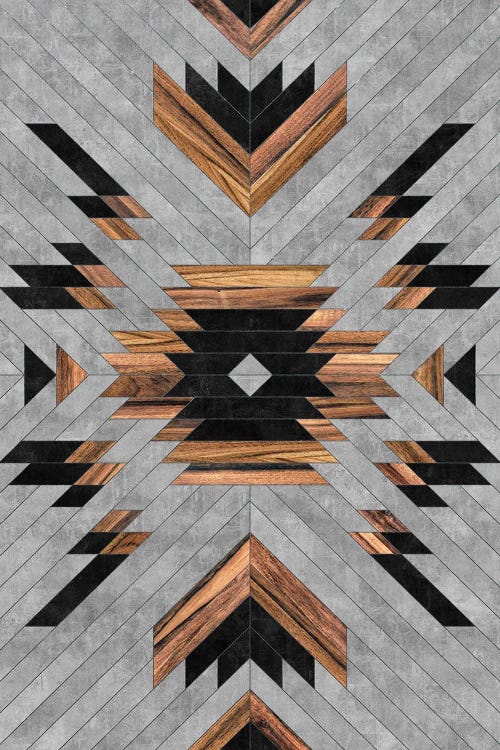 Urban Tribal Pattern No.6 - Aztec - Concrete and Wood