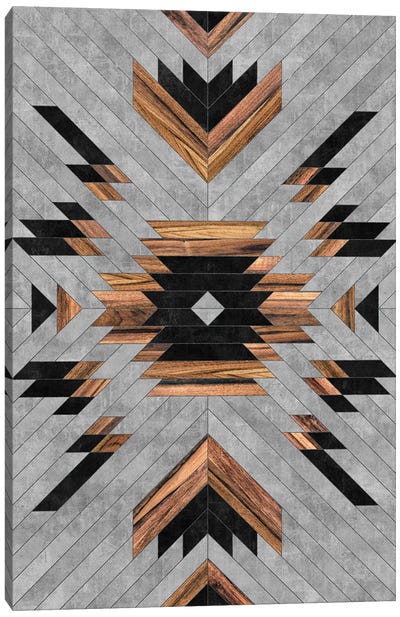 Urban Tribal Pattern No.6 - Aztec - Concrete and Wood Canvas Art Print